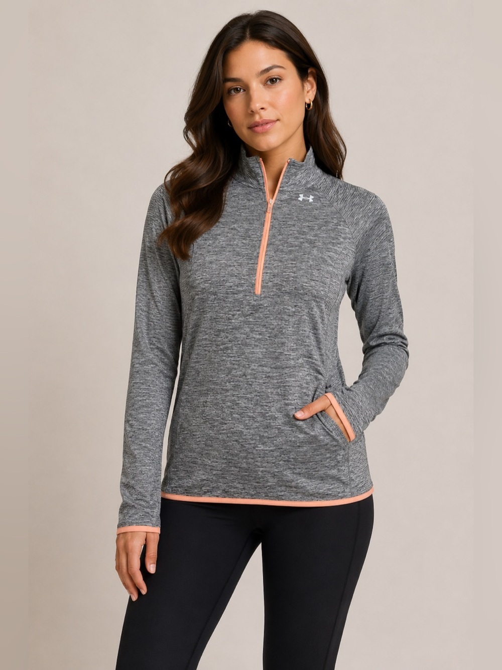 Under Armour Run Microthread 1/2 Zip Fitted 1302156 Top Heatgear Women Medium